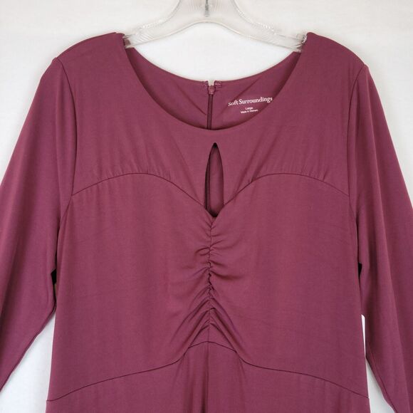 Soft Surroundings Womens Monica Knit Maxi Dress Size Large Purple 3/4 Sleeve - Picture 7 of 8